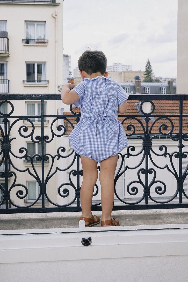 【Maison Marelle】【予約】Romper FOCH gingham blue ロンパース 1m,3m,6m,12m,18m,24m,36m  | Coucoubebe/ククベベ