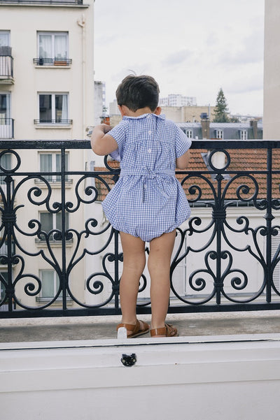 【Maison Marelle】【予約】Romper FOCH gingham blue ロンパース 1m,3m,6m,12m,18m,24m,36m（Sub Image-9） | Coucoubebe/ククベベ