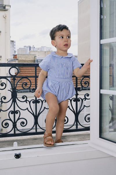 【Maison Marelle】【予約】Romper FOCH gingham blue ロンパース 1m,3m,6m,12m,18m,24m,36m（Sub Image-5） | Coucoubebe/ククベベ