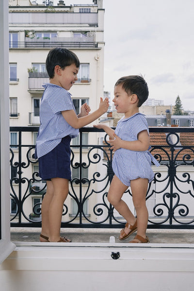 【Maison Marelle】【予約】Romper FOCH gingham blue ロンパース 1m,3m,6m,12m,18m,24m,36m（Sub Image-6） | Coucoubebe/ククベベ