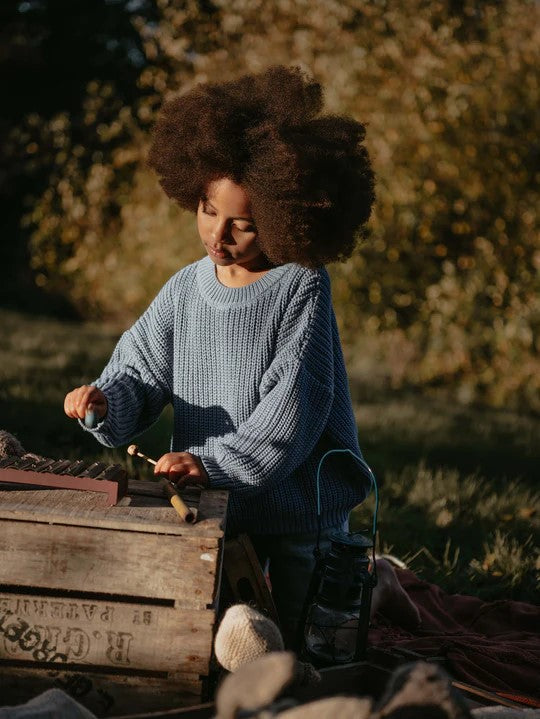 【THE SIMPLE FOLK】The Chunky Sweater cornflower blue セーター 12-18m,18-24m,2-3y,4-5y  | Coucoubebe/ククベベ