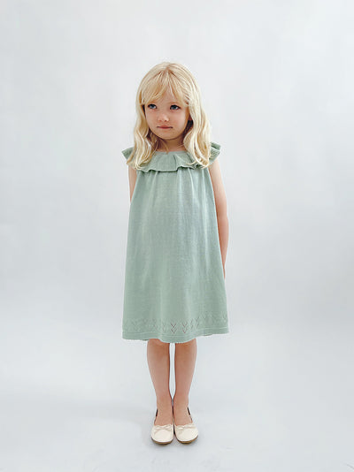 【AS WE GROW】【30%OFF】ELISE DRESS MINT　フリルニットワンピース　18-36m,3-5y,6-8Y（Sub Image-3） | Coucoubebe/ククベベ