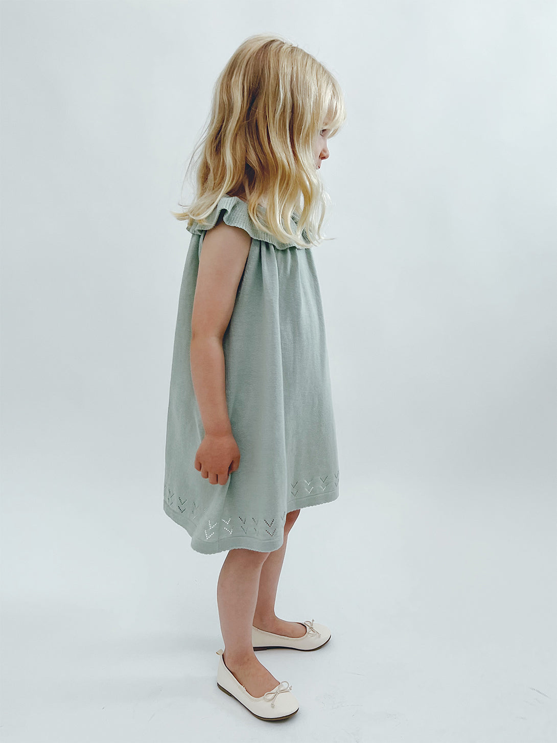 【AS WE GROW】【30%OFF】ELISE DRESS MINT　フリルニットワンピース　18-36m,3-5y,6-8Y  | Coucoubebe/ククベベ