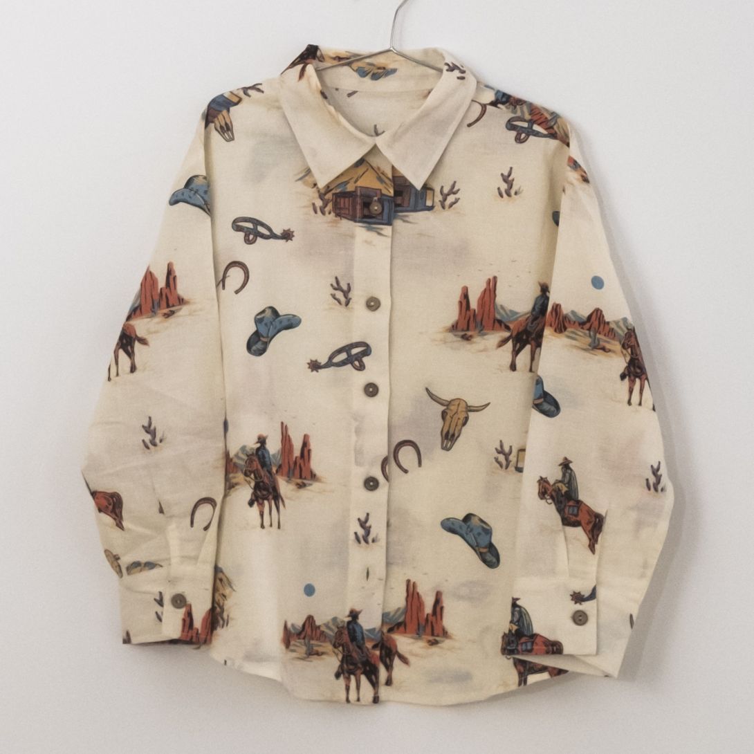 【FISH&KIDS】COWBOY SHIRT BEIGE シャツ 2-3y,4-5y  | Coucoubebe/ククベベ