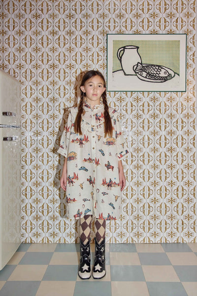 【FISH&KIDS】COWBOY DRESS BEIGE ワンピース 2-3y,4-5y（Sub Image-2） | Coucoubebe/ククベベ