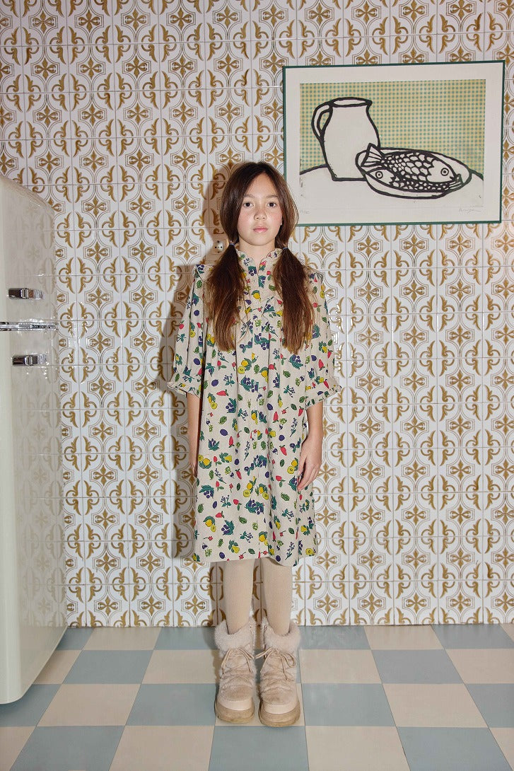 【FISH&KIDS】FARM DRESS BEIGE ワンピース 2-3y,4-5y  | Coucoubebe/ククベベ