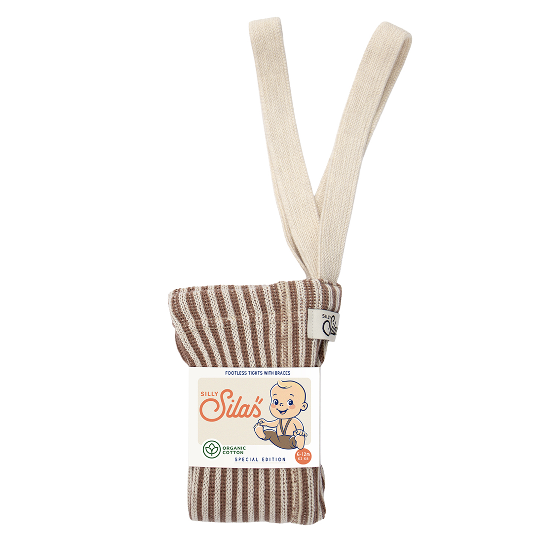 【SILLY Silas】【一部予約販売】Footless Collection Granola×Cream Striped レギンス 6-12m,1-2y,2-3y,3-4y  | Coucoubebe/ククベベ