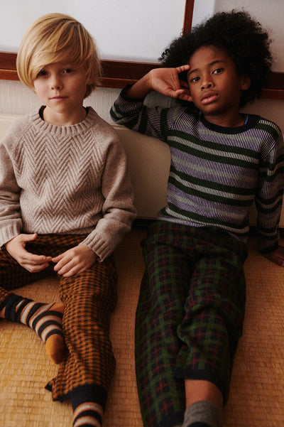 【FUB】CLASSIC STRIPE SOCKS burnt amber/dark navy 靴下 19-21,22-24,25-28（Sub Image-2） | Coucoubebe/ククベベ