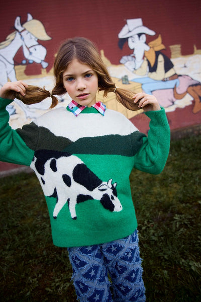 【FISH&KIDS】COW KNIT GREEN ニット 2-3y,4-5y（Sub Image-4） | Coucoubebe/ククベベ