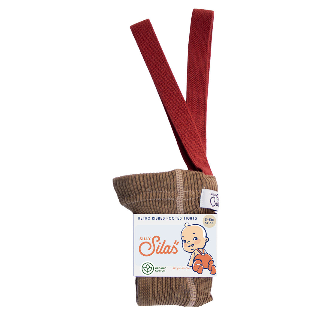 【SILLY Silas】Classic Footed Acorn Brown×Maple Leaf タイツ 3-6m  | Coucoubebe/ククベベ