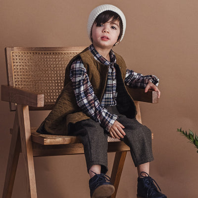 【LOIR Paris】【予約販売】Veste GABRIEL BISCUIT QUILTEDVELVET ベスト 36m,4Y（Sub Image-3） | Coucoubebe/ククベベ