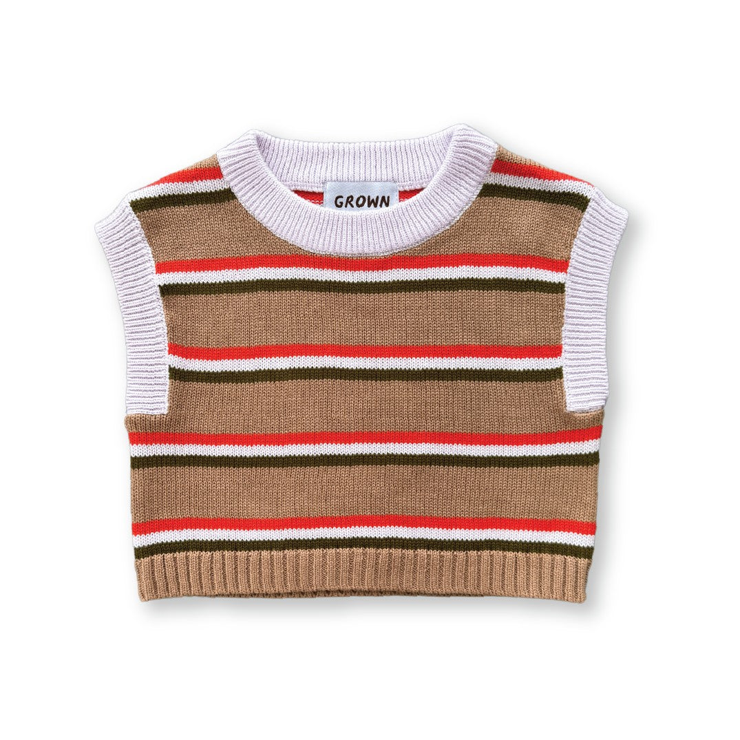 【GROWN】Organic Striped Vest Clay ベスト 6-12m,12-18m,18-24m,2-3y  | Coucoubebe/ククベベ