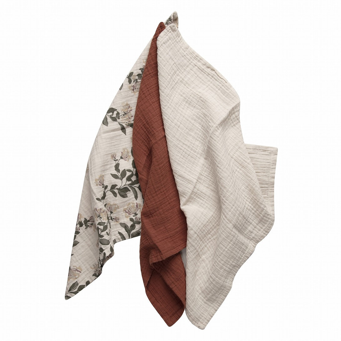 【garbo&friends】Burp Cloths 3pcs Honeysuckle　ガーゼクロス３枚セット  | Coucoubebe/ククベベ