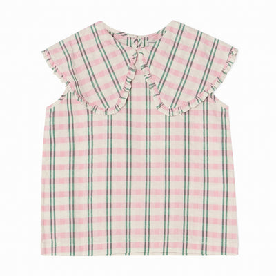 【garbo&friends】Check Carnation Seersucker Collar Blouse ブラウス 1-2y,3-4y（Sub Image-1） | Coucoubebe/ククベベ