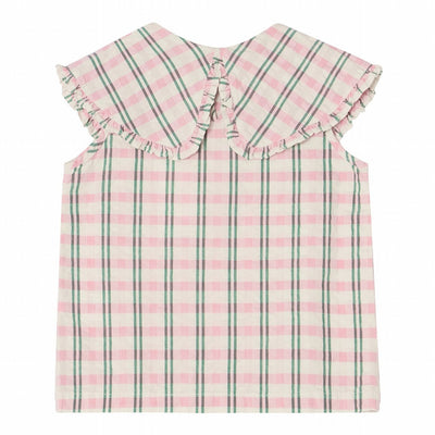 【garbo&friends】Check Carnation Seersucker Collar Blouse ブラウス 1-2y,3-4y（Sub Image-2） | Coucoubebe/ククベベ