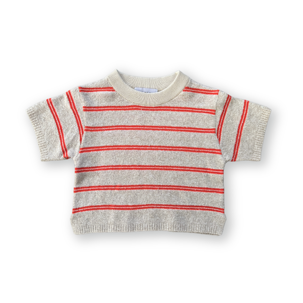 【GROWN】Knitted Terry Striped Tee Dune/Rosso Tシャツ 12-18m,18-24m,2-3y,3-4y  | Coucoubebe/ククベベ