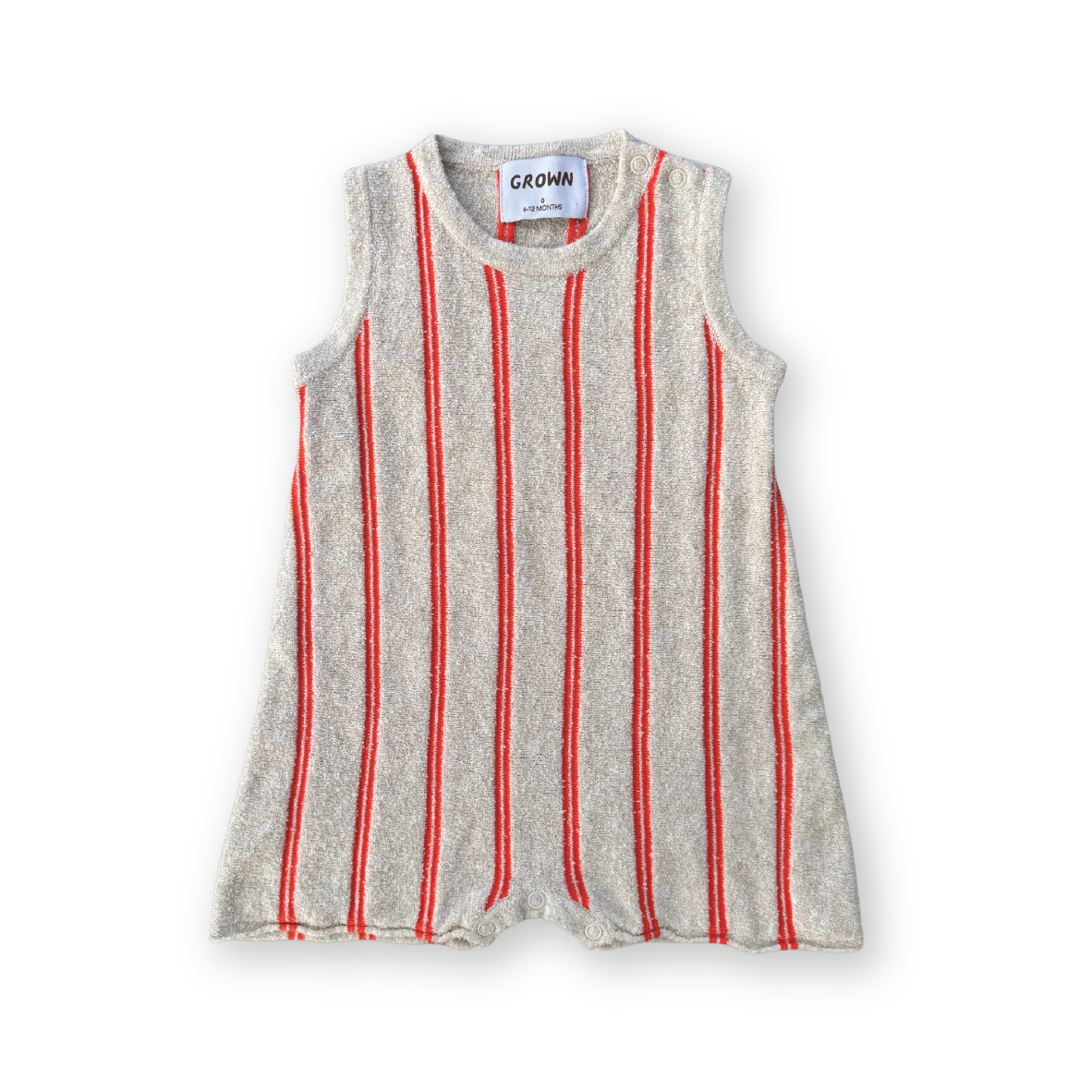 【GROWN】Knitted Terry Striped Romper Dune/Rosso ロンパース 6-12m,12-18m,18-24m  | Coucoubebe/ククベベ