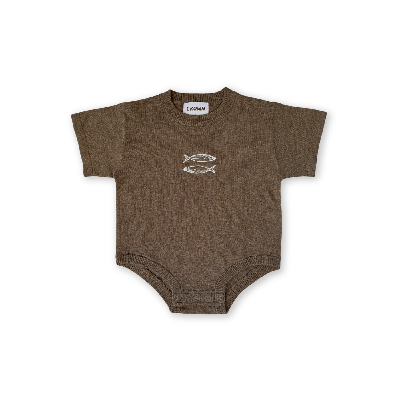 【GROWN】Organic Sardine Oversized Romper Mud ロンパース 3-6m,6-12m,12-18m  | Coucoubebe/ククベベ