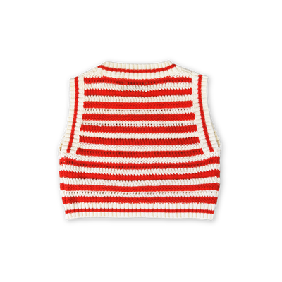 【GROWN】Knitted Crochet Shell Vest Chilli ベスト 12-18m,18-24m,2-3y,3-4y（Sub Image-2） | Coucoubebe/ククベベ
