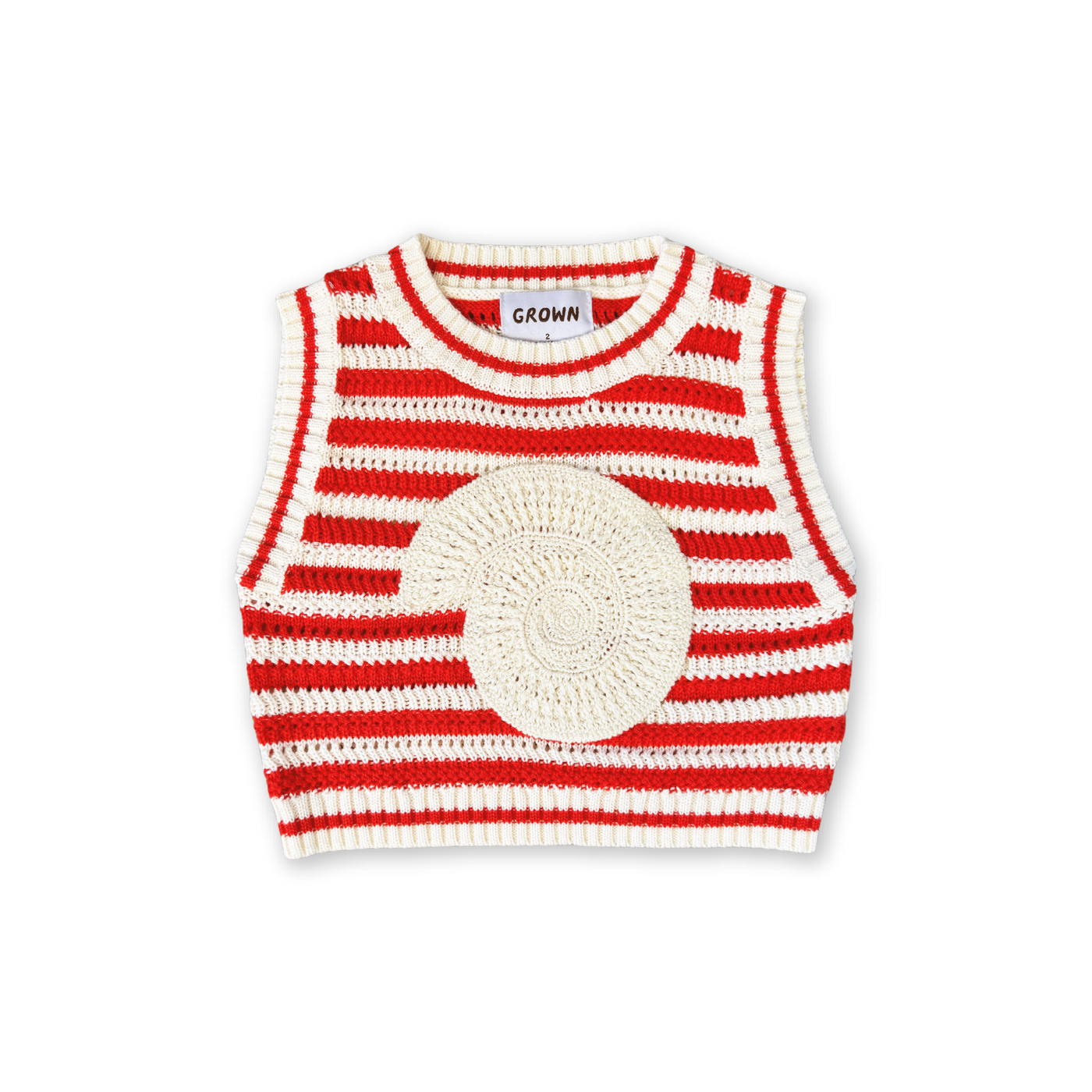 【GROWN】Knitted Crochet Shell Vest Chilli ベスト 12-18m,18-24m,2-3y,3-4y  | Coucoubebe/ククベベ