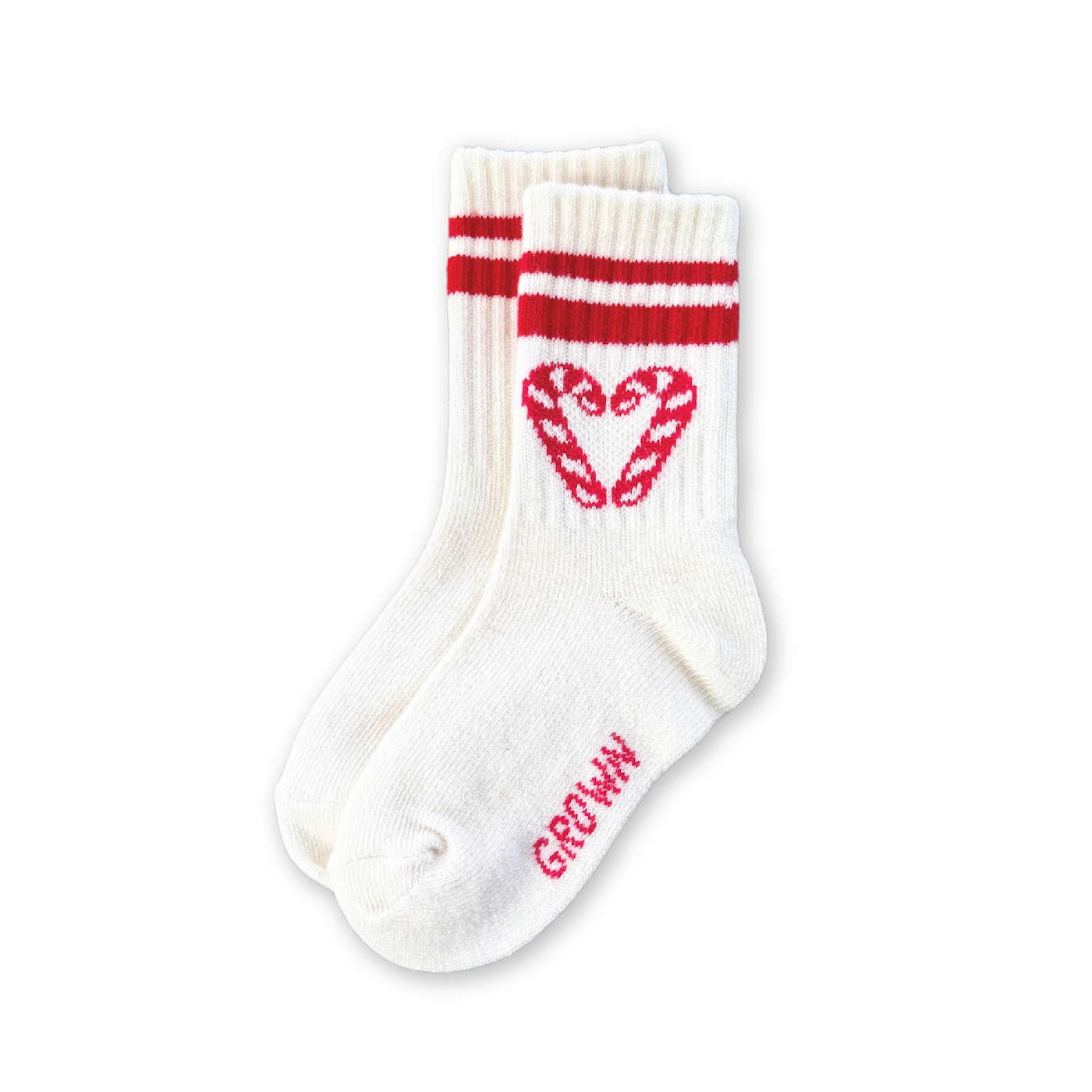 【GROWN】Candy Cane Heart Socks Milk 靴下 12m,1-2y,3-4y  | Coucoubebe/ククベベ