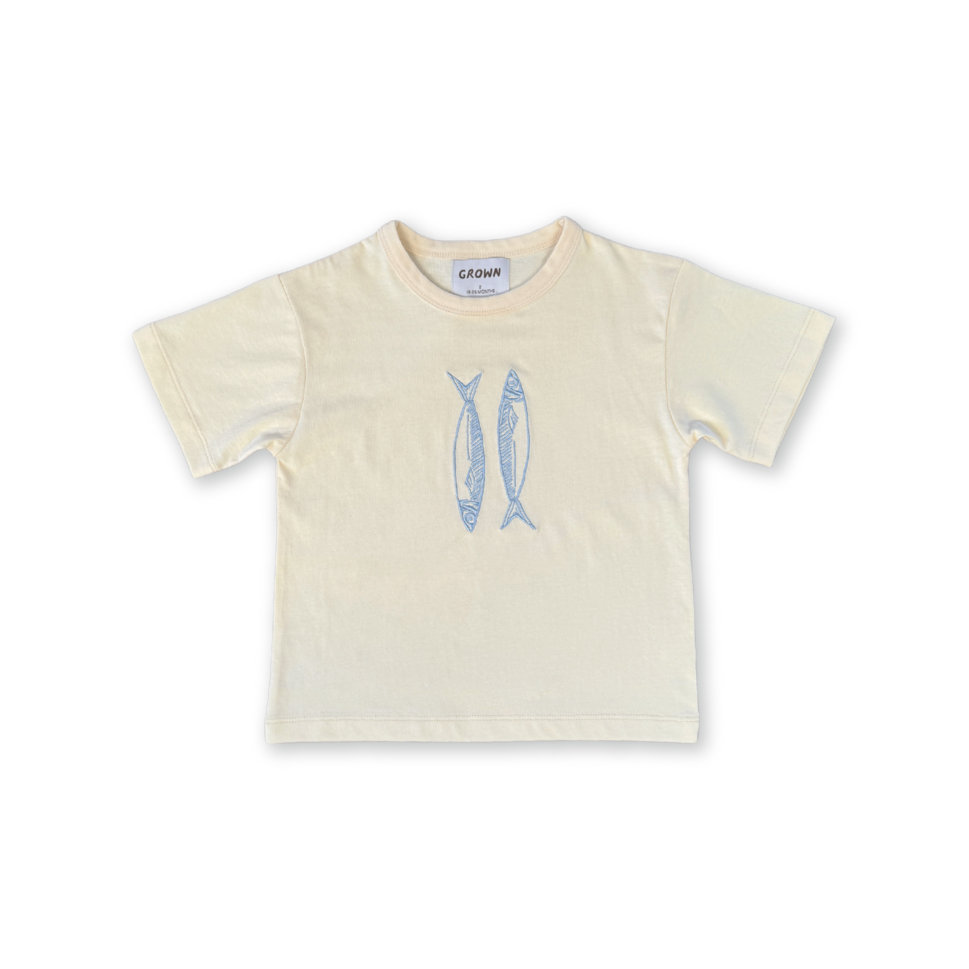 【GROWN】Sardine Embroidered Tee Milk Tシャツ 6-12m,12-18m,18-24m,2-3y,3-4y  | Coucoubebe/ククベベ