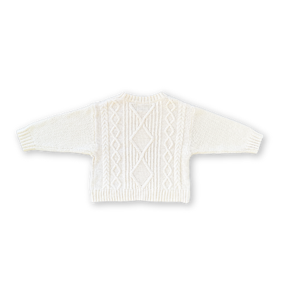 【GROWN】Chunky Cable Knit Pull Over Milk ニット 12-18m,18-24m,2-3y,3-4y（Sub Image-2） | Coucoubebe/ククベベ