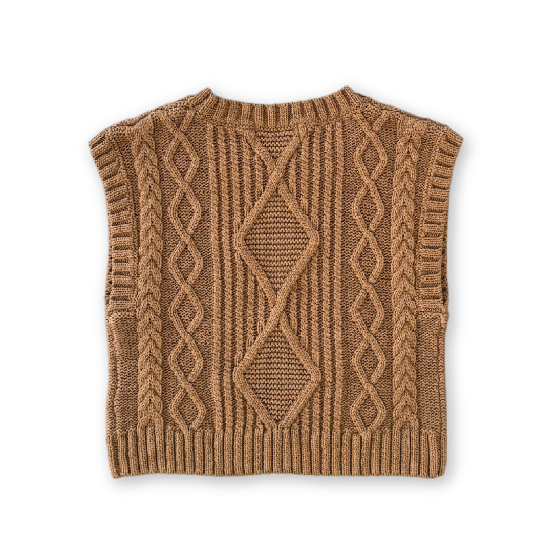 【GROWN】Chunky Cable Knit Vest Toast ベスト 12-18m,18-24m,2-3y,3-4y  | Coucoubebe/ククベベ