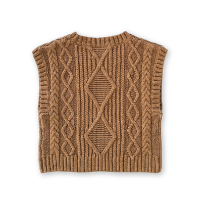 【GROWN】Chunky Cable Knit Vest Toast ベスト 12-18m,18-24m,2-3y,3-4y（Sub Image-2） | Coucoubebe/ククベベ