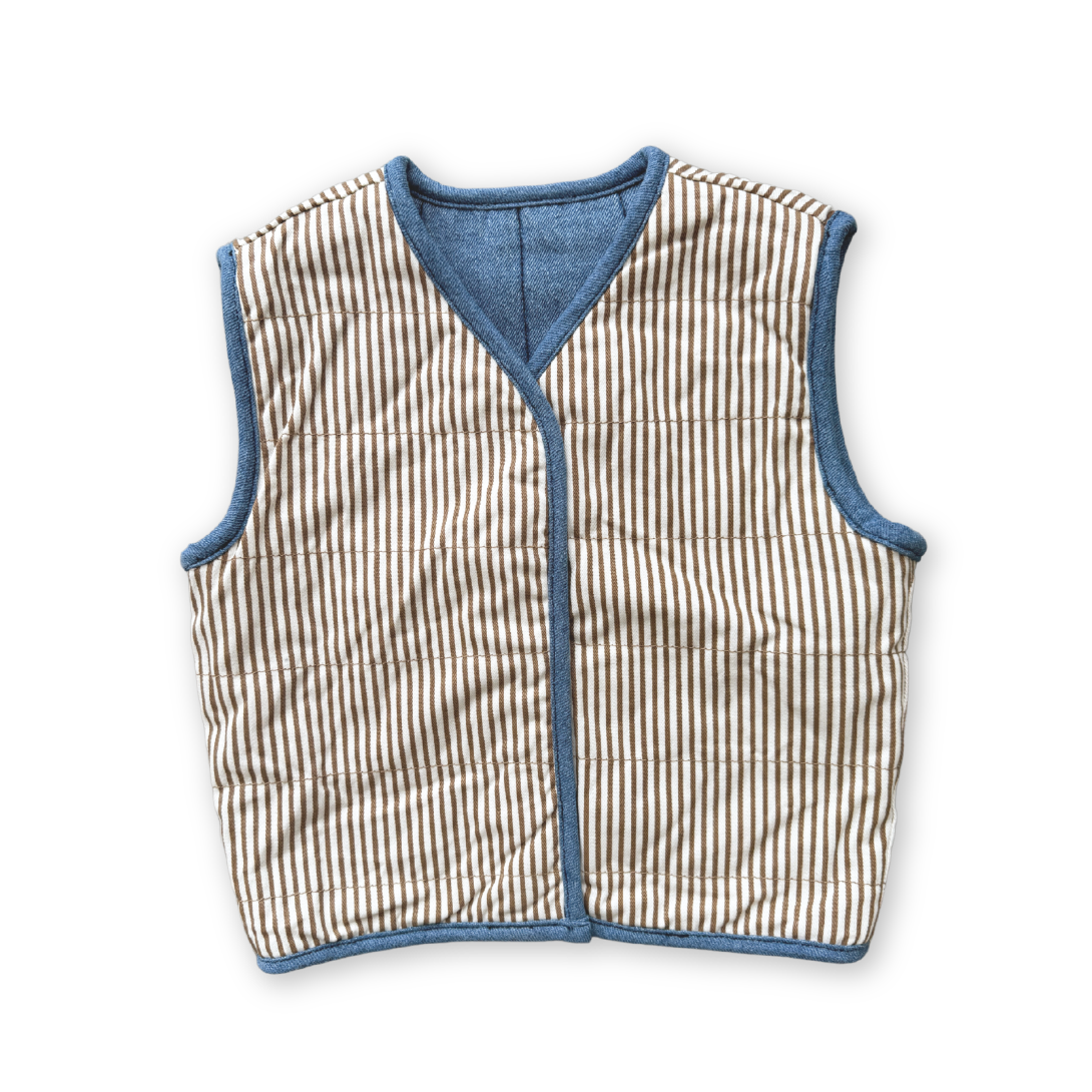 【GROWN】Quilted Reversible Vest Denim&Paint ベスト 12-18m,18-24m,2-3y,3-4y  | Coucoubebe/ククベベ