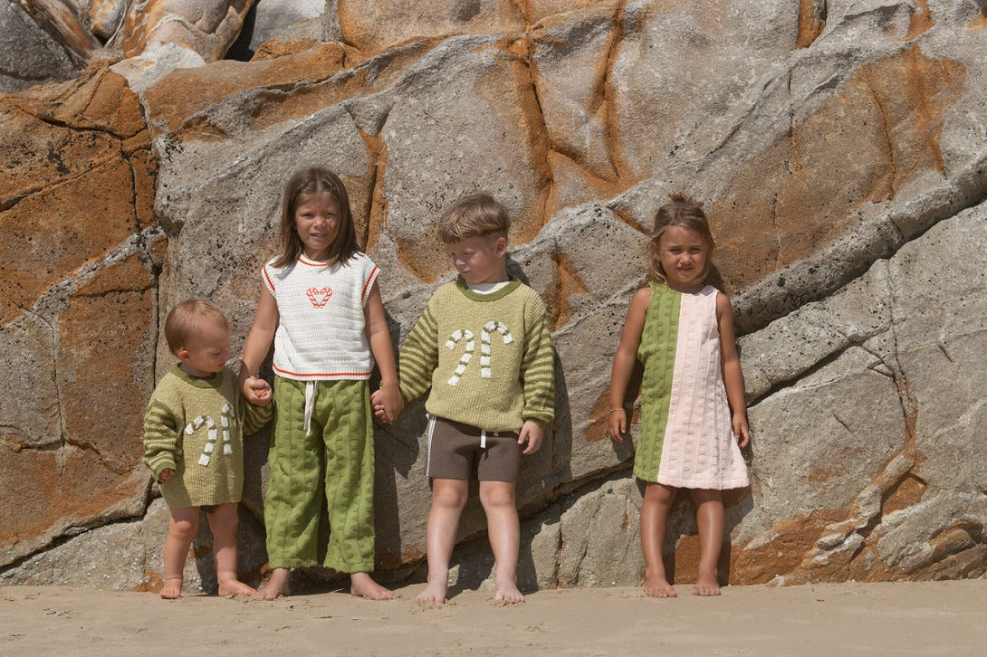 【GROWN】Candy Cane Christmas Jumper Olive ニット 12-18m,18-3y,3-6y  | Coucoubebe/ククベベ