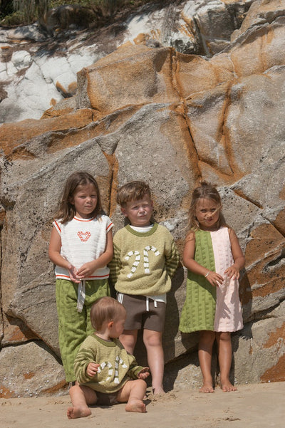 【GROWN】Candy Cane Christmas Jumper Olive ニット 12-18m,18-3y,3-6y（Sub Image-4） | Coucoubebe/ククベベ