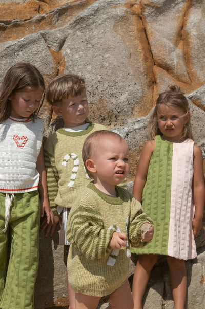 【GROWN】Candy Cane Christmas Jumper Olive ニット 12-18m,18-3y,3-6y（Sub Image-6） | Coucoubebe/ククベベ