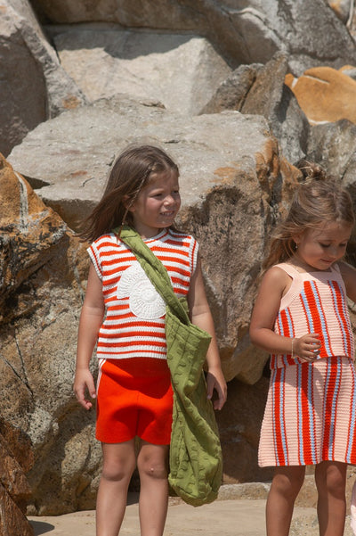 【GROWN】Knitted Crochet Shell Vest Chilli ベスト 12-18m,18-24m,2-3y,3-4y（Sub Image-8） | Coucoubebe/ククベベ