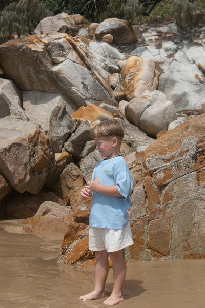 【GROWN】Organic Ribbed Knit Logo Tee Ocean Tシャツ 12-18m,18-24m,2-3y,3-4y（Sub Image-7） | Coucoubebe/ククベベ