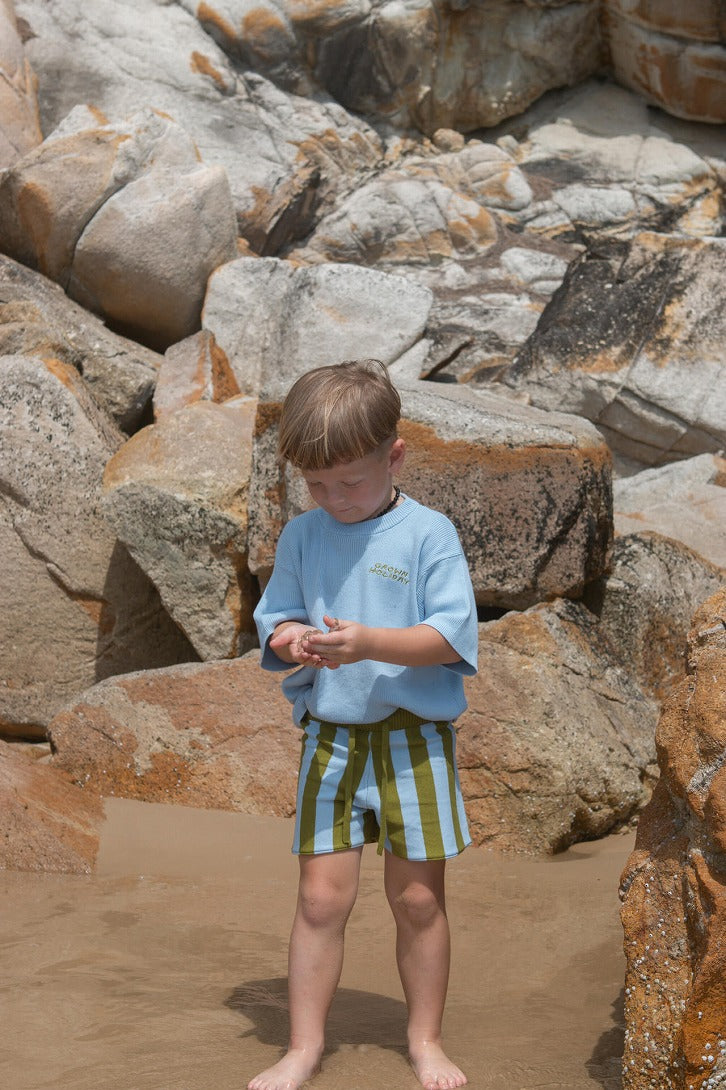 【GROWN】Vertical Stripe Knit Shorts Ocean&Leaf ショーツ 6-12m,12-18m,18-24m,2-3y,3-4y  | Coucoubebe/ククベベ