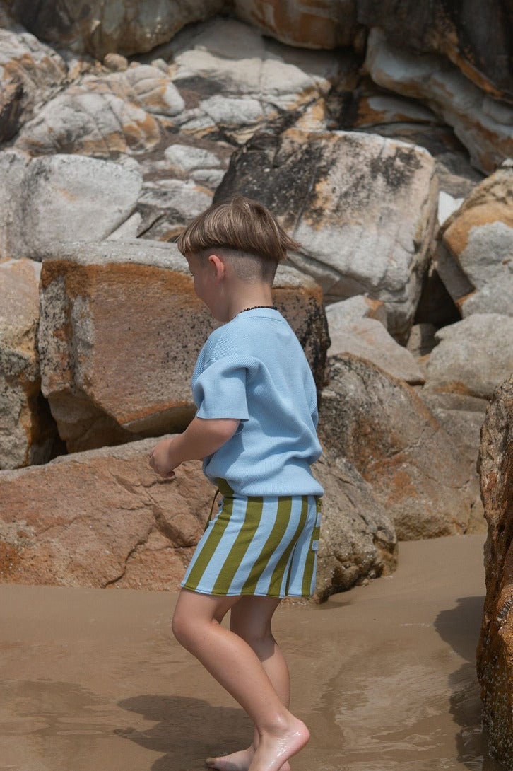 【GROWN】Vertical Stripe Knit Shorts Ocean&Leaf ショーツ 6-12m,12-18m,18-24m,2-3y,3-4y  | Coucoubebe/ククベベ