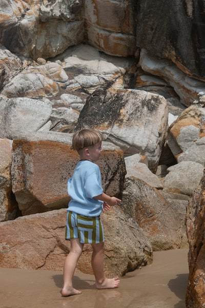 【GROWN】Vertical Stripe Knit Shorts Ocean&Leaf ショーツ 6-12m,12-18m,18-24m,2-3y,3-4y（Sub Image-5） | Coucoubebe/ククベベ