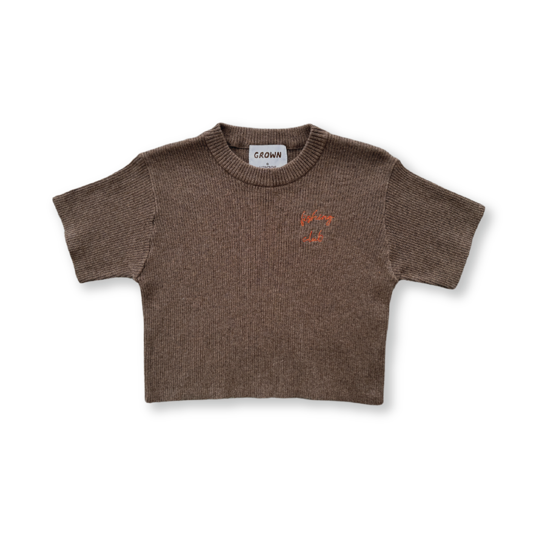 【GROWN】Fishing Club Rib Tee Mud Tシャツ 12-18m,18-24m,2-3y,3-4y  | Coucoubebe/ククベベ