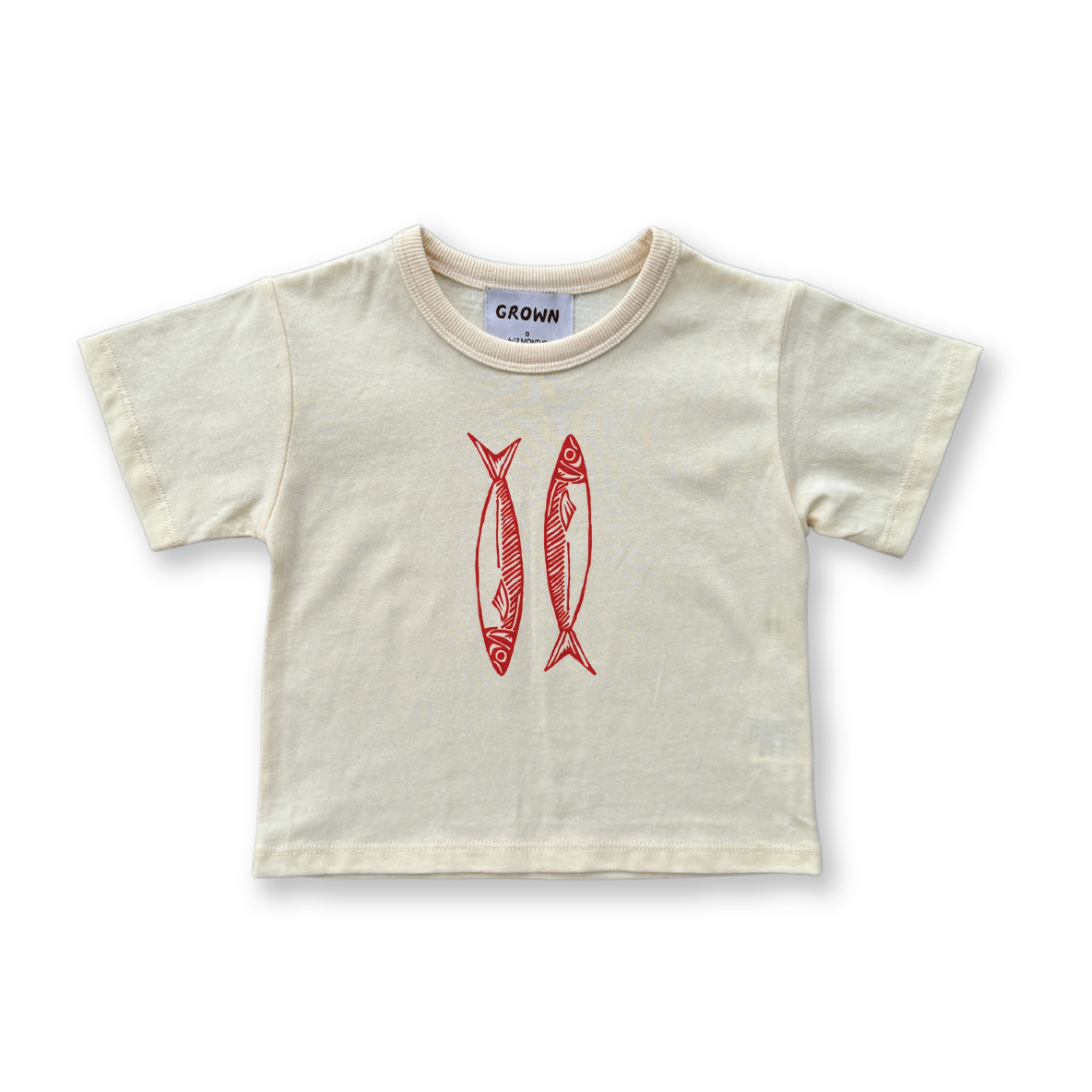 【GROWN】Sardine Tee Milk Tシャツ 12-18m,18-24m,2-3y,3-4y  | Coucoubebe/ククベベ