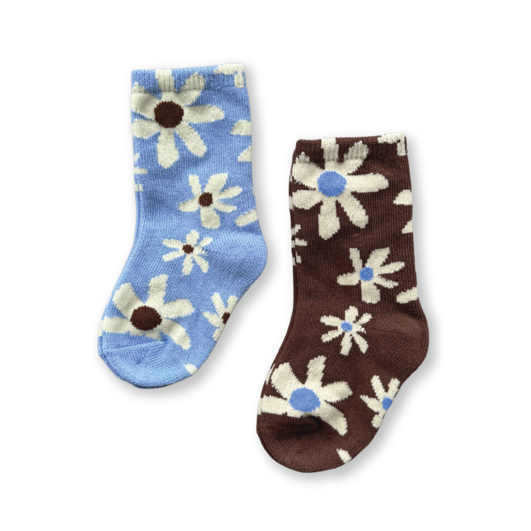 【GROWN】Wild Flower 2-Pack Socks Sky/Mud 靴下 1-2y,2-4y  | Coucoubebe/ククベベ