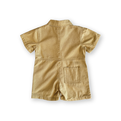 【GROWN】Organic Summer Short Boilersuit Mustard ボーラースーツ 6-12m,12-18m,18-24m,2-3y（Sub Image-2） | Coucoubebe/ククベベ