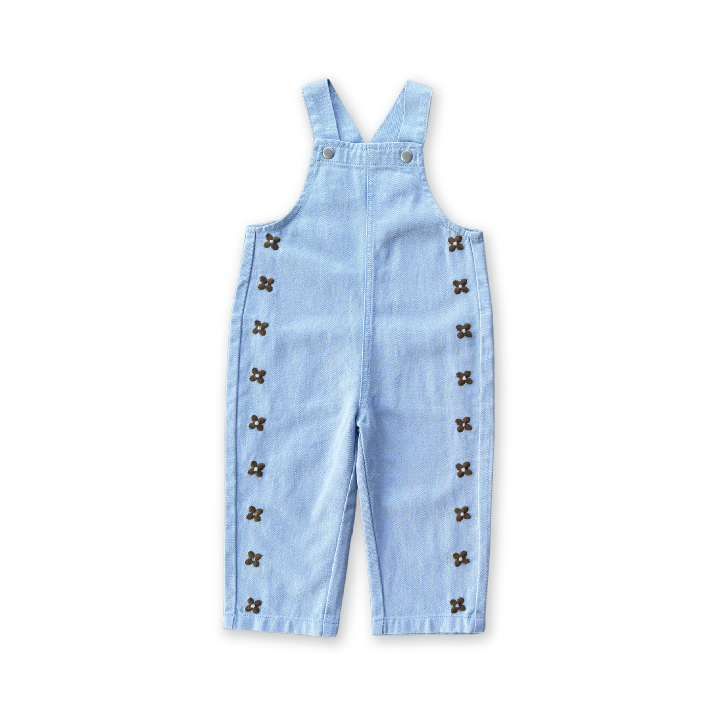 【GROWN】Organic Embroidery Posy Overalls Ice Blue オーバーオール 6-12m,12-18m,18-24m,2-3y  | Coucoubebe/ククベベ