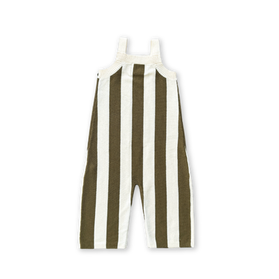 【GROWN】Vertical Stripe Knit Overalls Coffee オーバーオール 6-12m,12-18m,18-24m,2-3y（Sub Image-2） | Coucoubebe/ククベベ