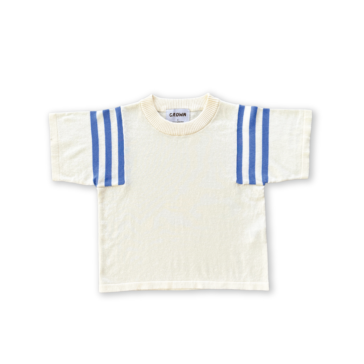 【GROWN】Knitted Stripe Sleeve Tee Milk Tシャツ 12-18m,18-24m,2-3y,3-4y  | Coucoubebe/ククベベ