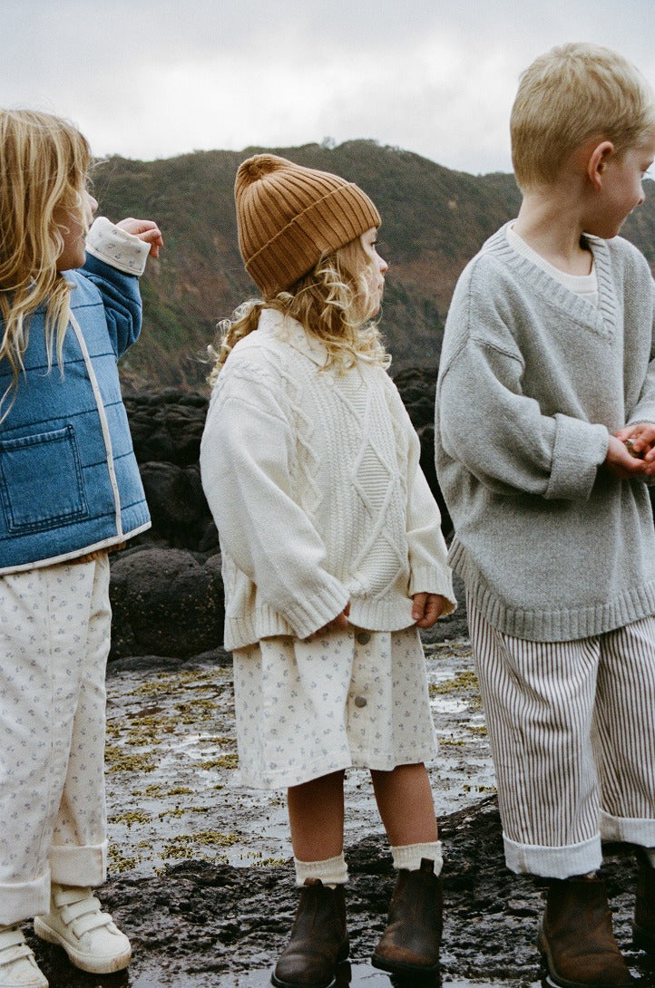 【GROWN】Chunky Cable Knit Pull Over Milk ニット 12-18m,18-24m,2-3y,3-4y  | Coucoubebe/ククベベ