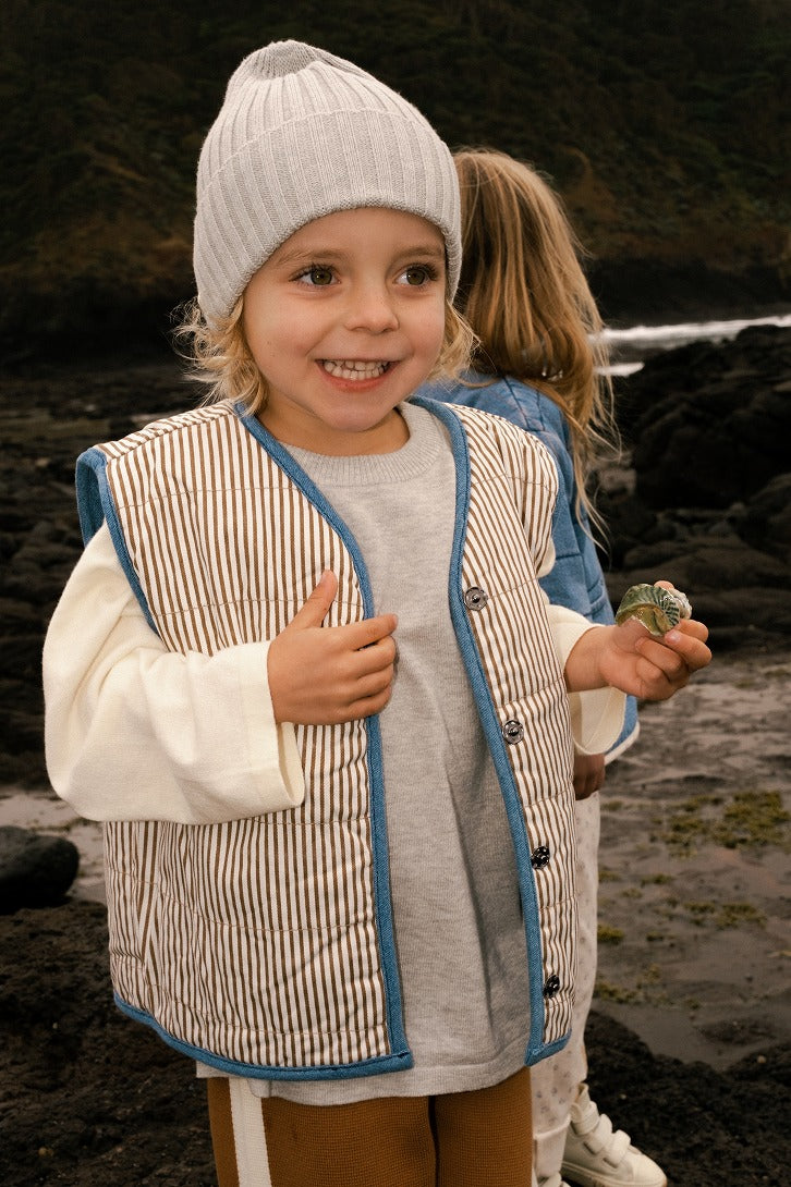 【GROWN】Quilted Reversible Vest Denim&Paint ベスト 12-18m,18-24m,2-3y,3-4y  | Coucoubebe/ククベベ
