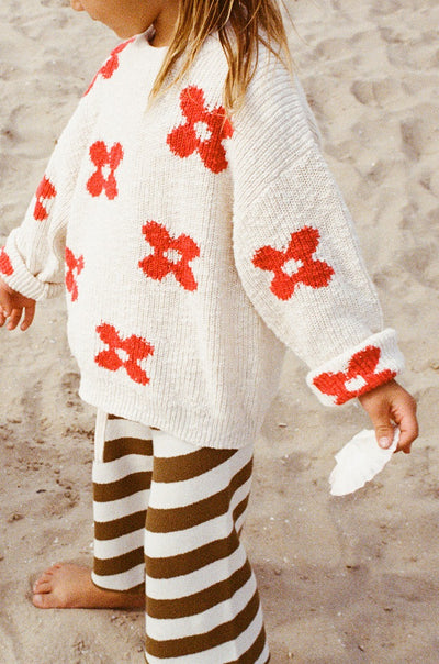 【GROWN】Diagonal Stripe Knit Flares Coffee パンツ 6-12m,12-18m,18-24m,2-3y（Sub Image-6） | Coucoubebe/ククベベ