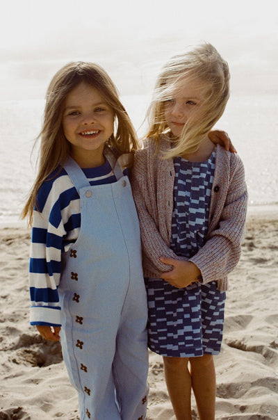 【GROWN】Organic Embroidery Posy Overalls Ice Blue オーバーオール 6-12m,12-18m,18-24m,2-3y（Sub Image-7） | Coucoubebe/ククベベ
