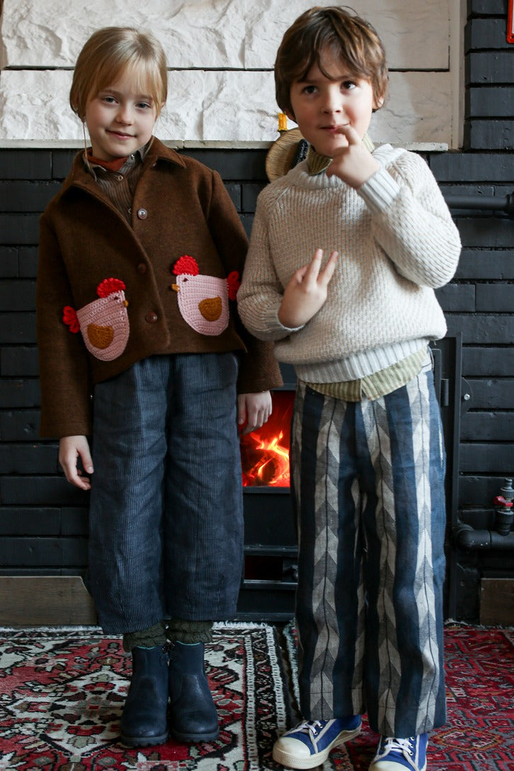【Kalinka】Nikabrik Linen Pants Grey Chevron パンツ 2y,4y  | Coucoubebe/ククベベ